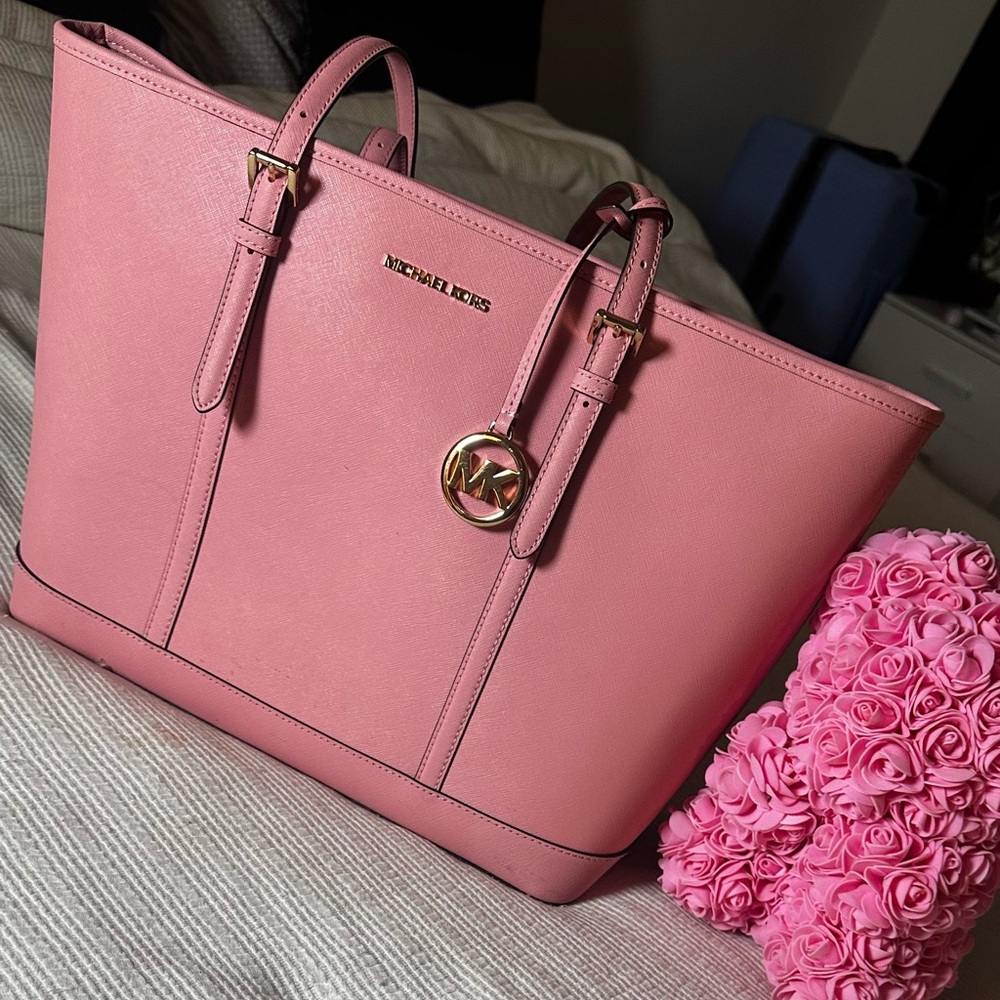 Michael Kors Pink Saffiano Leather Tote Bag